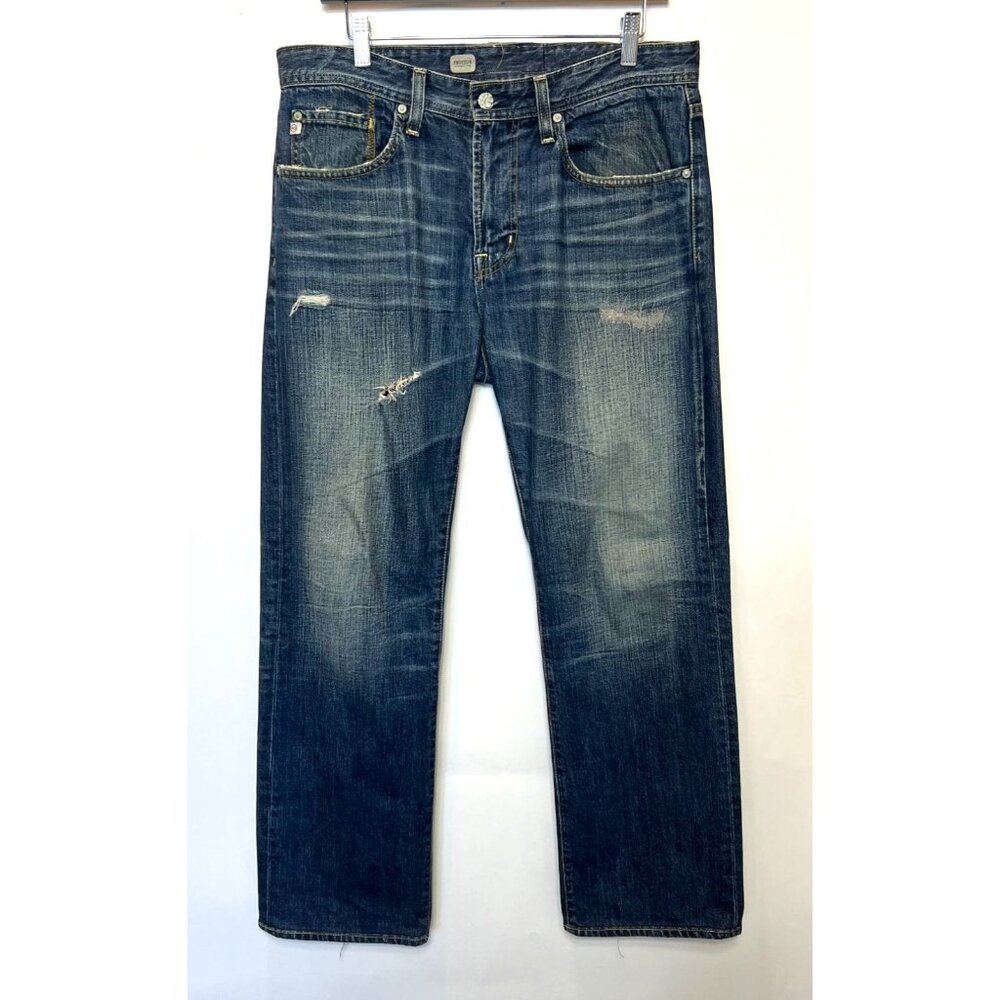 AG Adriano Goldschmied Blue Size 34 Protege Straight Leg Distressed Jeans Mens